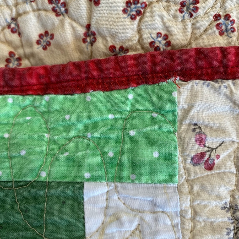 Watermelon Picnic Log Cabin Handmade Quilt - Picture 12 of 13